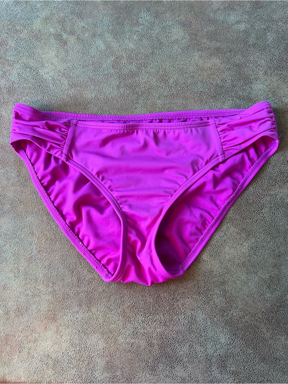 Title Nine Hot Pink Bikini Bottom with Side Ruching. Large